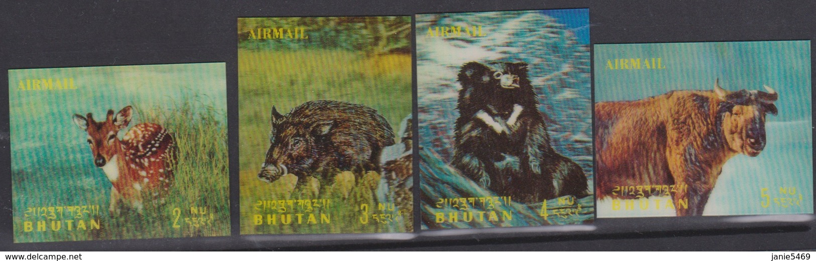 Bhutan Scott 116I-116L 1970 Animals Airmail, Mint Never Hinged - Bhutan