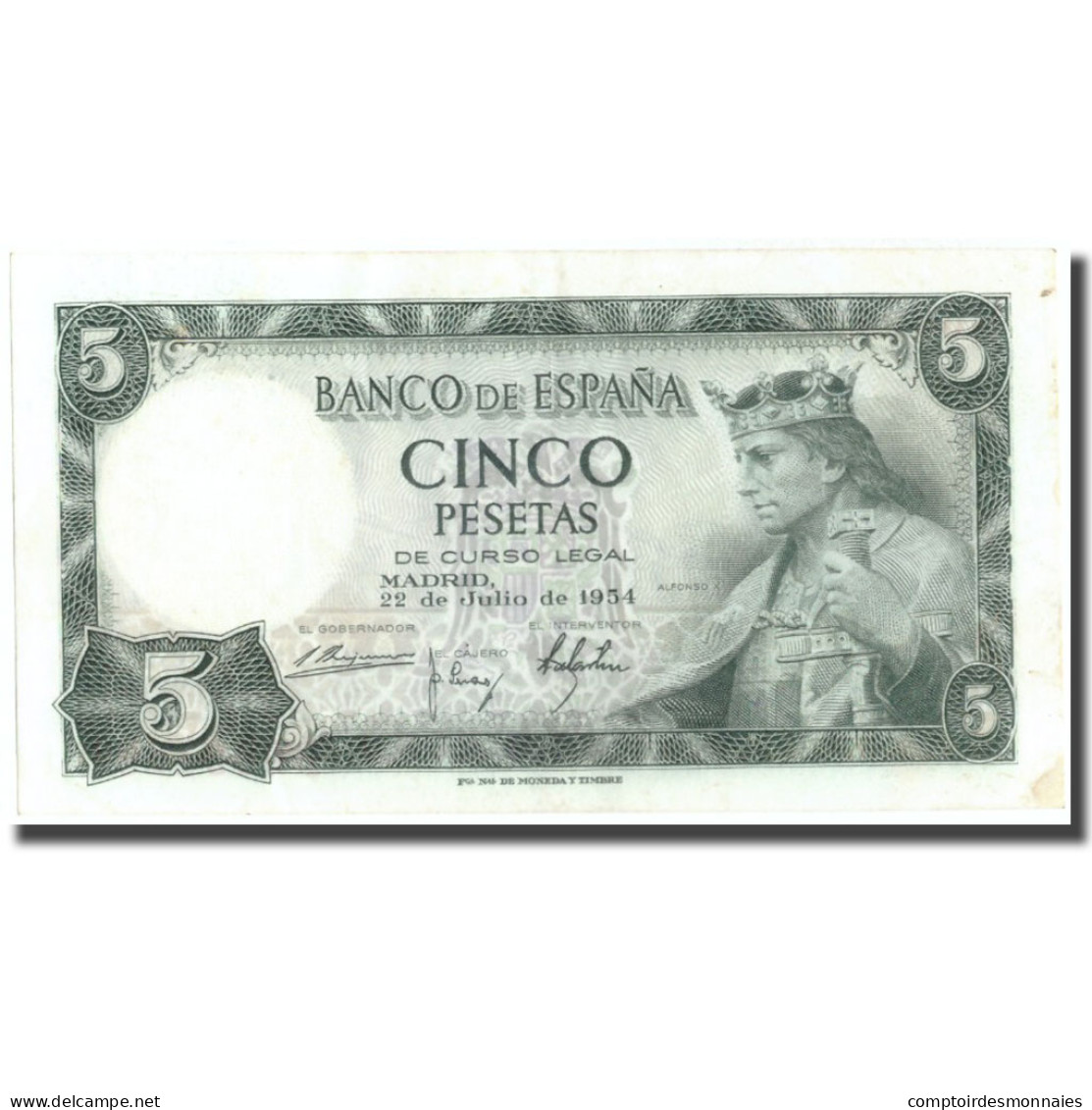 Billet, Espagne, 5 Pesetas, 1954, 1954-07-22, KM:146a, TTB+ - 5 Pesetas