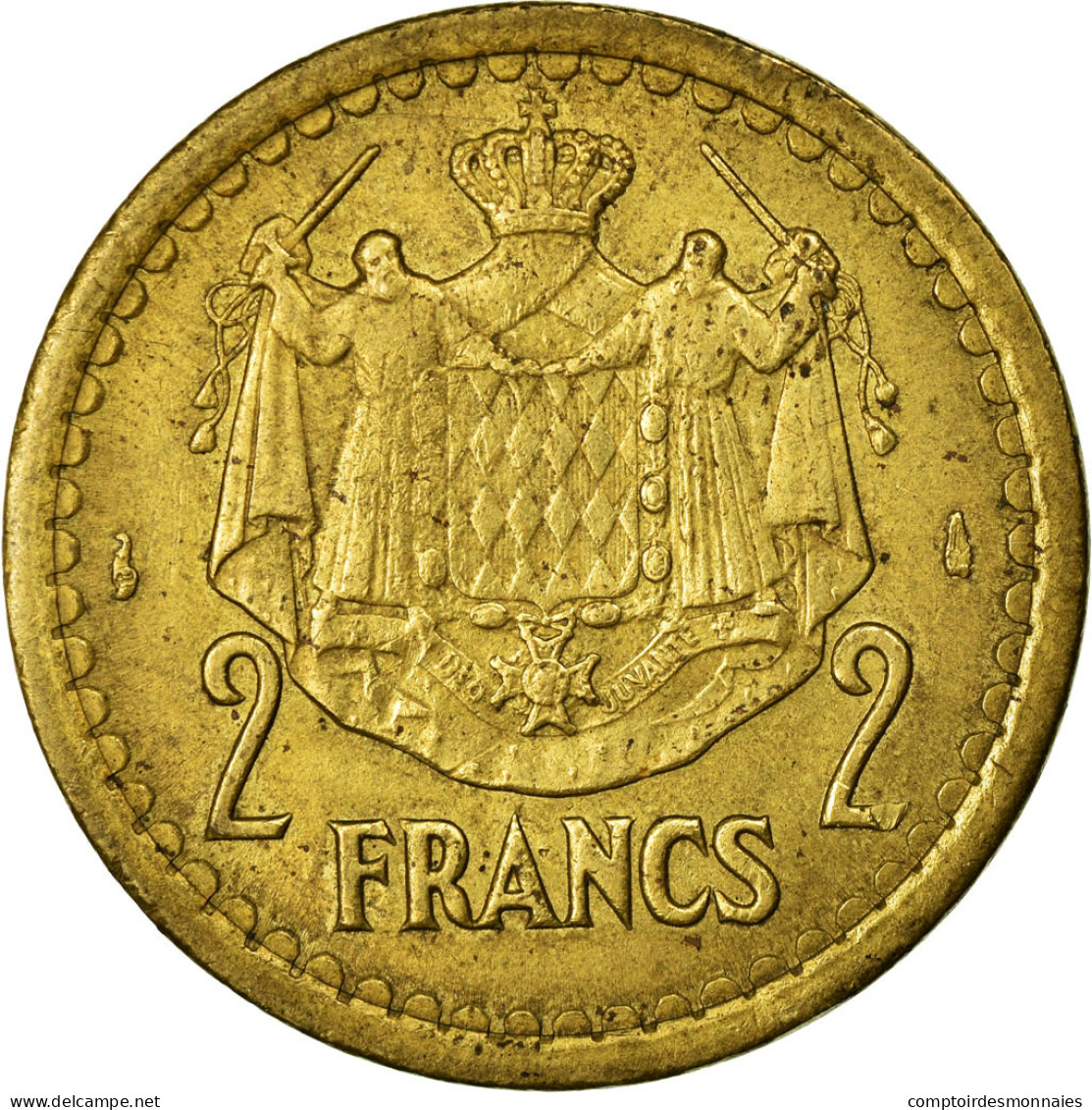 Monnaie, Monaco, 2 Francs, Undated (1943), Poissy, TTB, Cupro-Aluminium - 1922-1949 Louis II