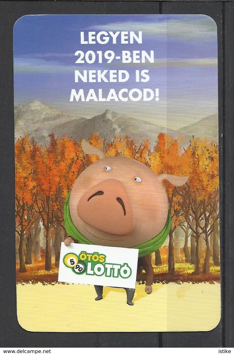 Hungary, "5/90" Lottery  Ad, Funny Pig In The Forest, 2019. - Tamaño Pequeño : 2001-...