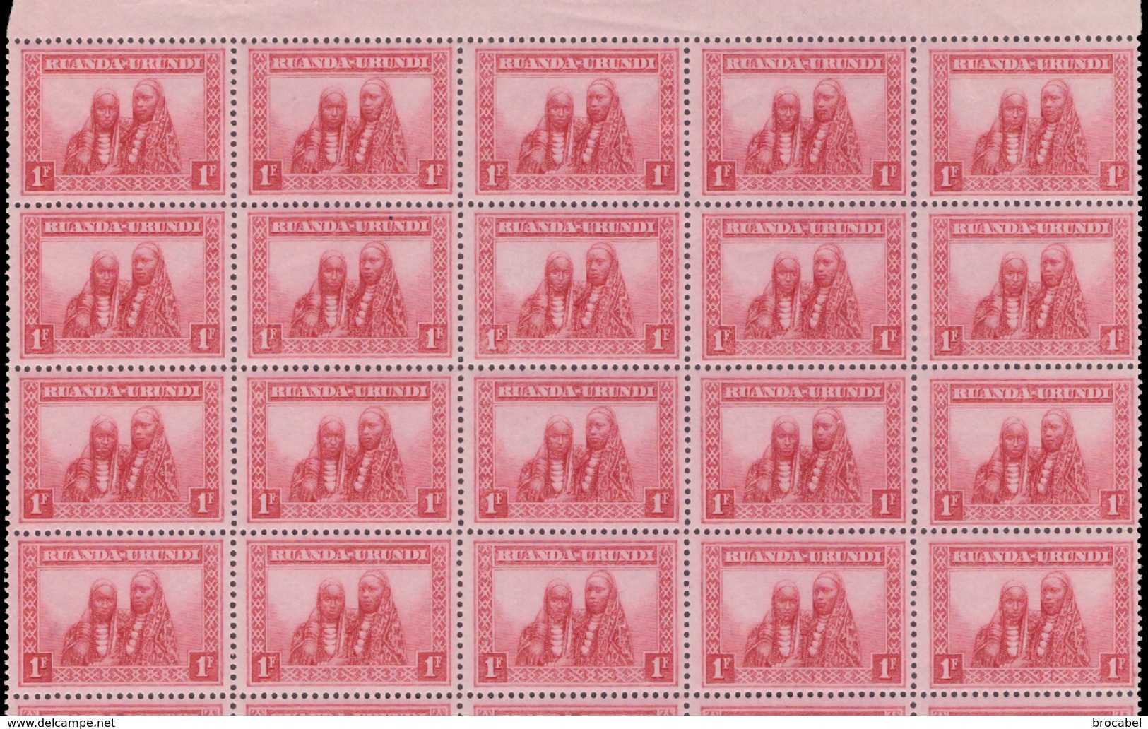 Ruanda 0099** 1F Rouge  Feuille De 75 Timbres MNH - Feuilles Complètes