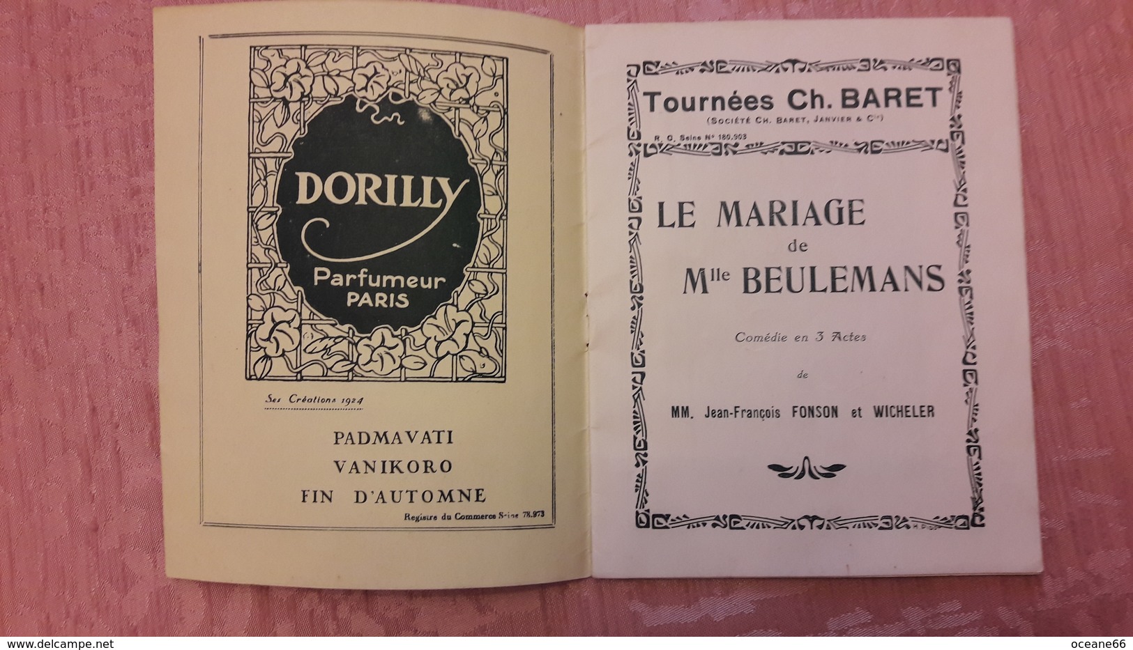 Tournées Ch. Baret Programme Officiel Le Mariage De Mlle Beulemans 1924 Dieudonné Lambret Poitel - French Authors