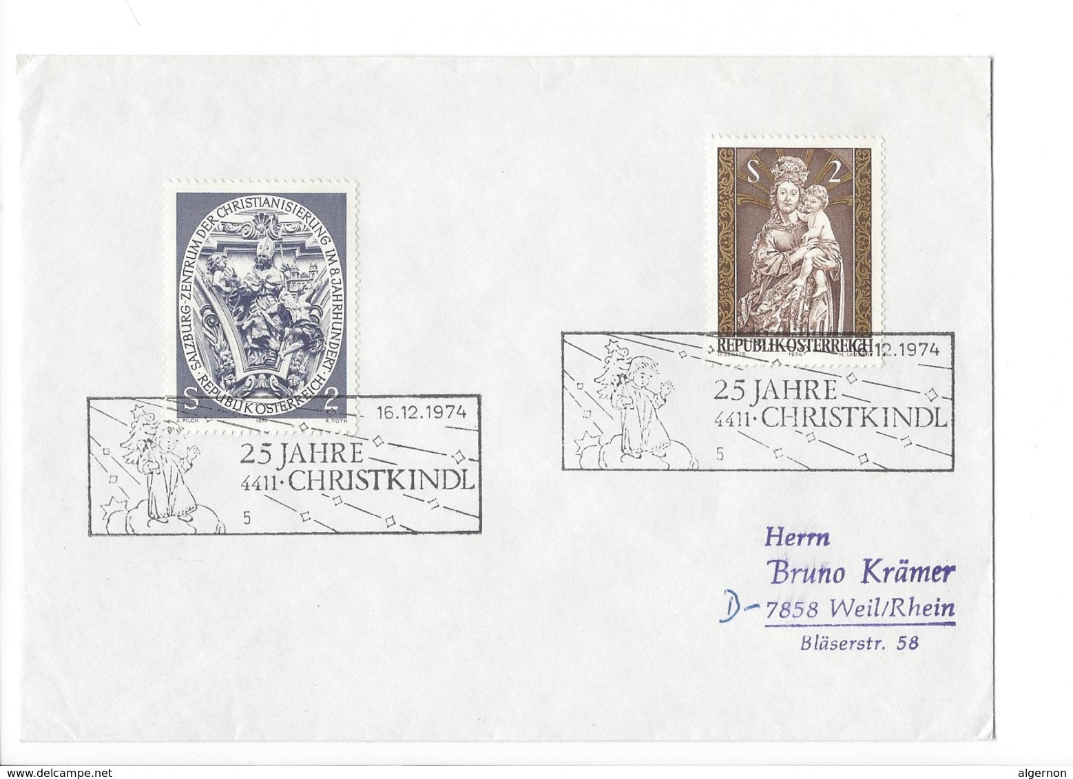 21222 - Christkindl 1974 Lettre Pour Weil/Rhein 25.Jahre Christkindl - Noël