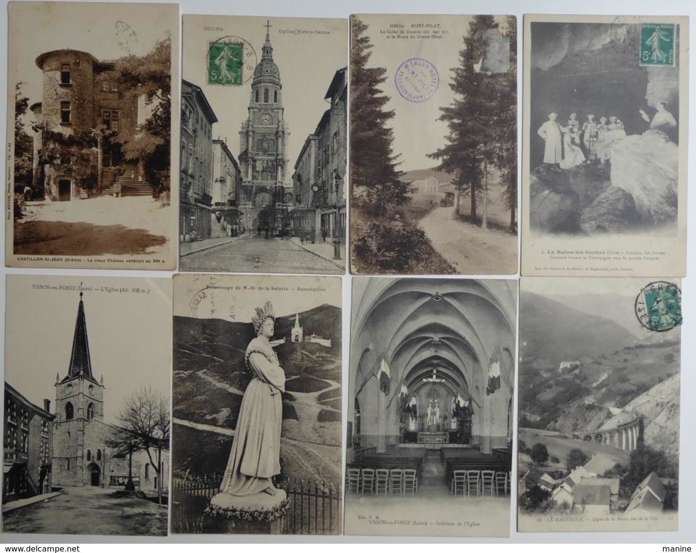 FRANCE; Lot de 350 Cartes postales anciennes à trier de l'ancienne région Rhône-Alpes