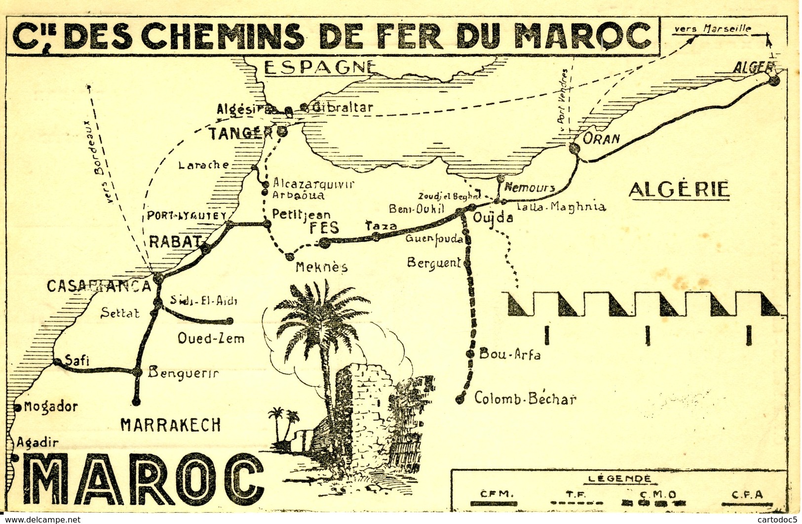 Cie Des Chemins De Fer Du Maroc  Carte Géographique  Cpsm Format Cpa - Altri & Non Classificati