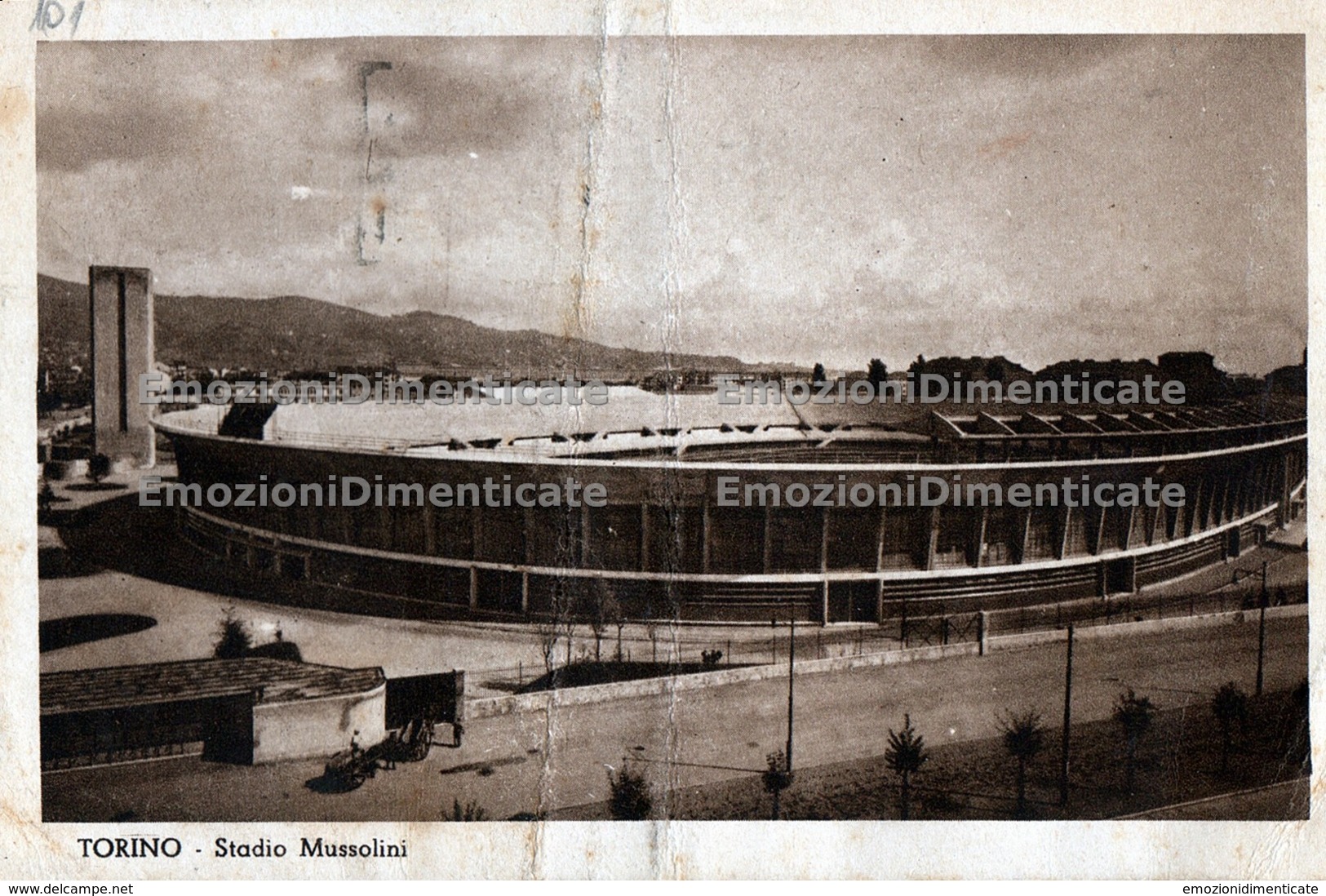 Torino Stadio Mussolini Piega Centrale Viaggiata 1937 Stadium Stadion Stade - Estadios E Instalaciones Deportivas