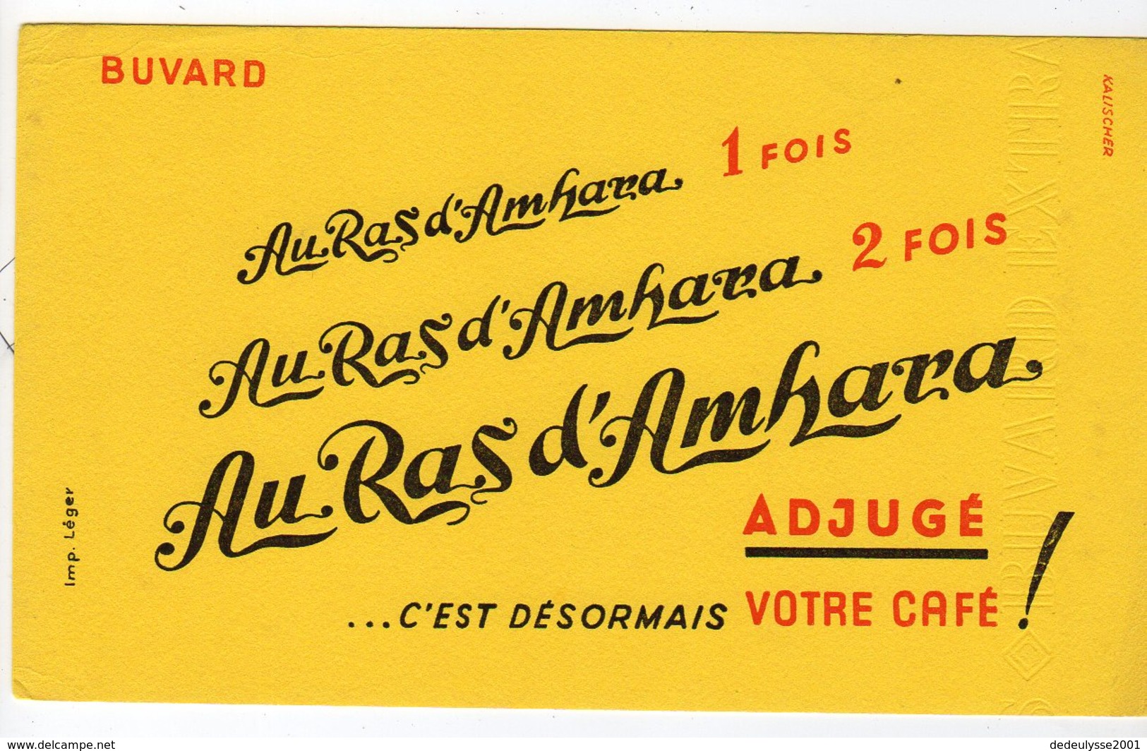 Dec18     83437     Buvard   Au Ras D'amhara  Café - Café & Thé