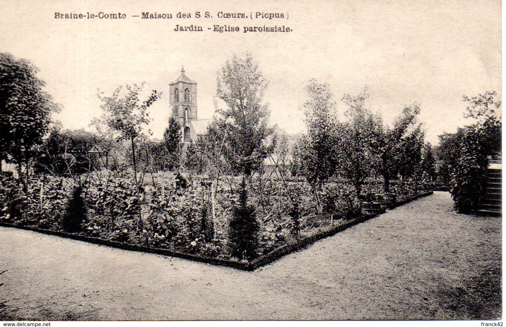 Belgique. Braine Le Comte. Maison Des S.S Coeur (picpus). Jardin; église Paroissiale - Braine-le-Comte