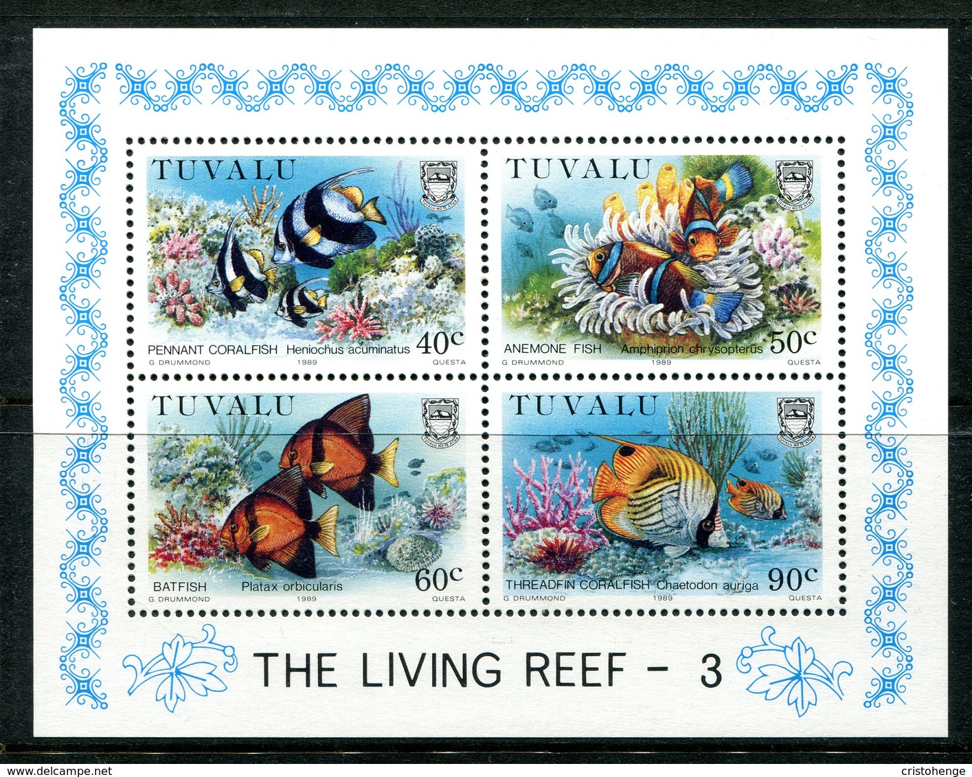 Tuvalu 1989 Coral Reef Life - 3rd Issue MS MNH (SG MS562) - Tuvalu