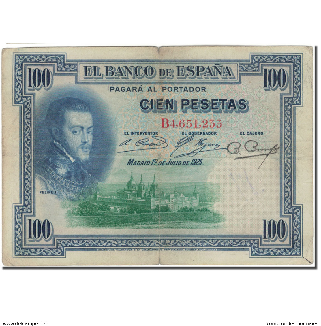 Billet, Espagne, 100 Pesetas, 1925, 1925-07-01, KM:69a, B+ - 100 Pesetas
