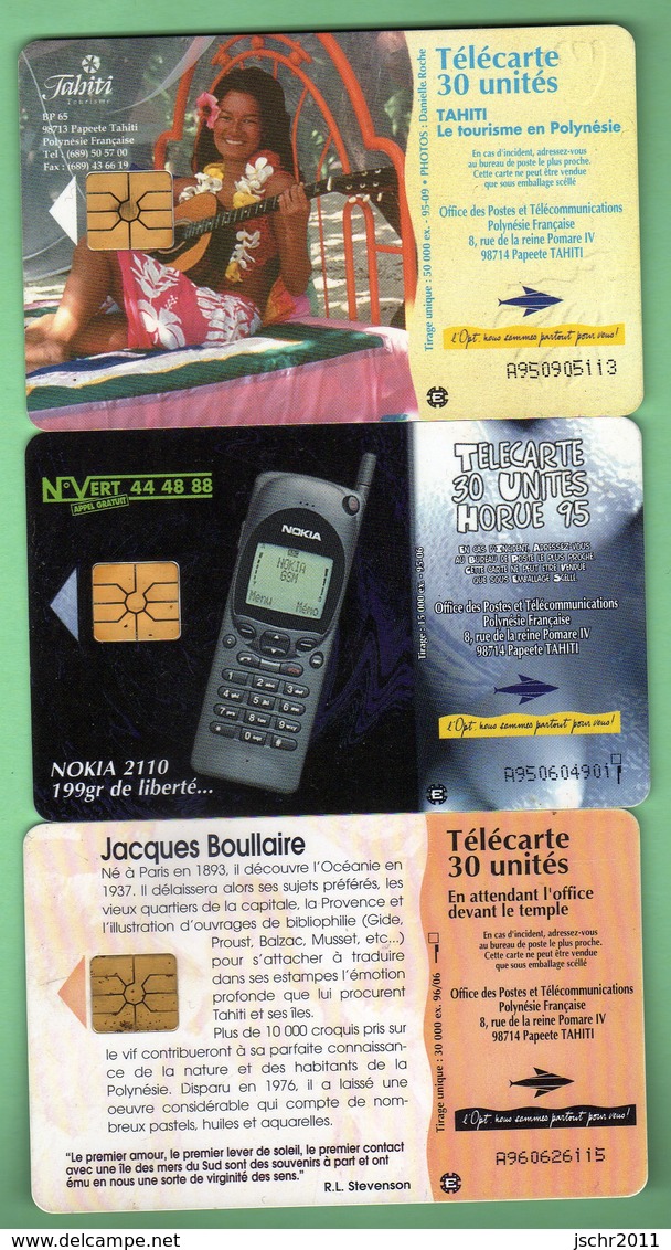 POLYNESIE *** LOT DE 3 TELECARTES *** N°2 *** TTBE *** (A6-P3) - Polynésie Française