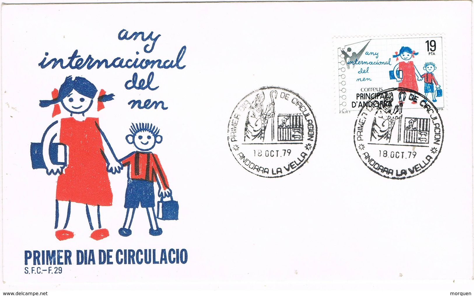 30921. Carta  F.D.C. ANDORRA Española 1979. Any Internacional Del Nen. Año Niño - Cartas & Documentos