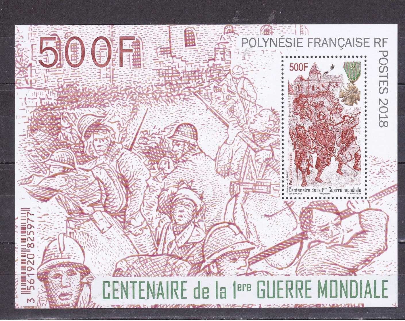 POLYNESIE 2018 BLOC DU CENTENAIRE DE LA 1 GUERRE MONDIALE.     MNH** - Unused Stamps