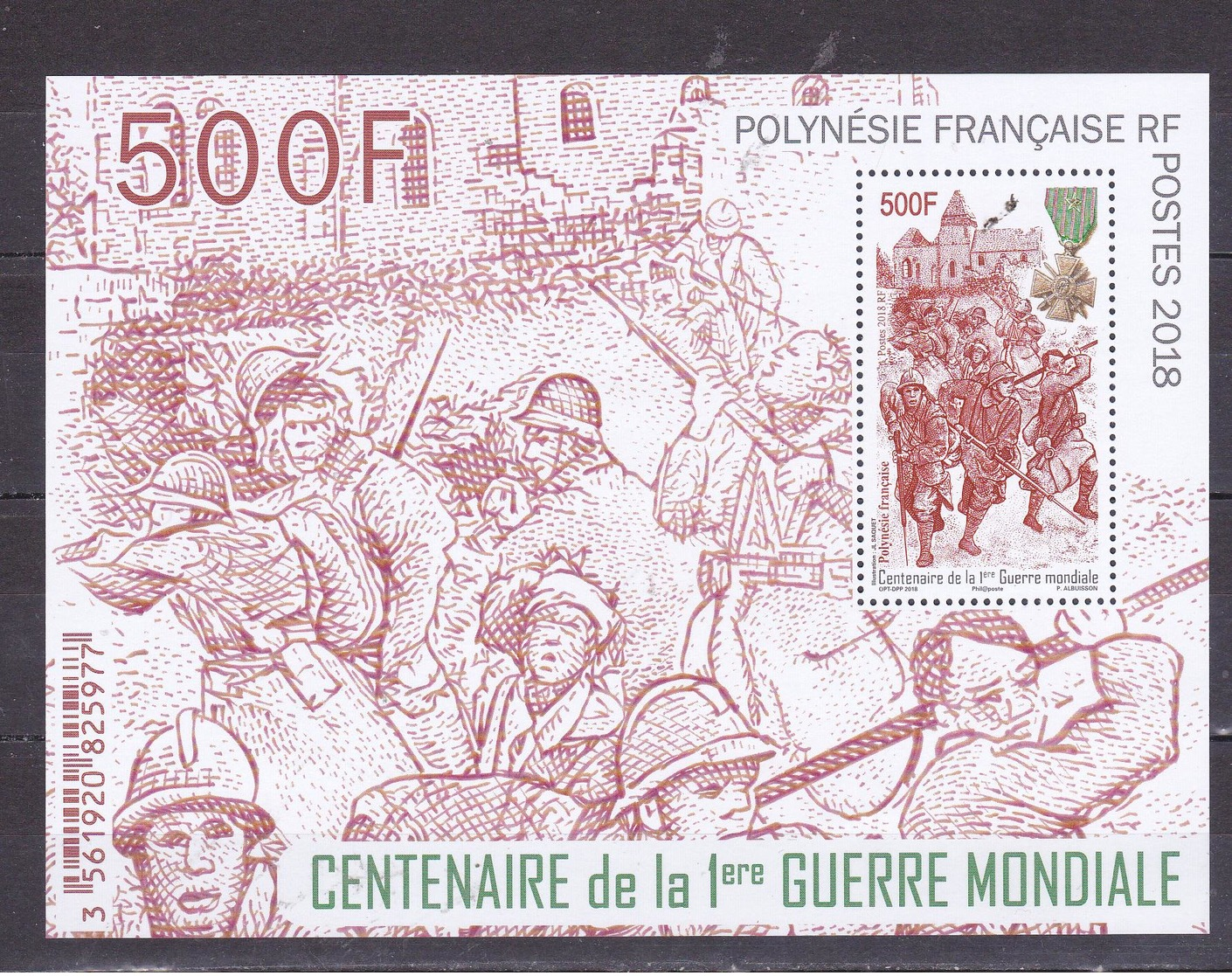 POLYNESIE 2018 BLOC DU CENTENAIRE DE LA 1 GUERRE MONDIALE.     MNH** - Ungebraucht