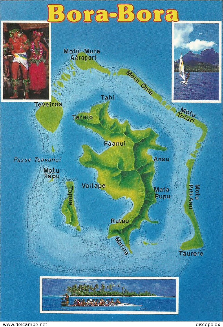 V3437 Bora Bora - Carta Geografica Map Carte Geographique / Non Viaggiata - Carte Geografiche