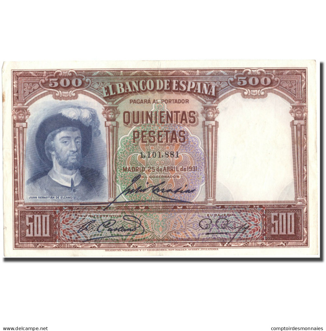 Billet, Espagne, 500 Pesetas, 1931, 1931-04-25, KM:84, TTB - 500 Peseten