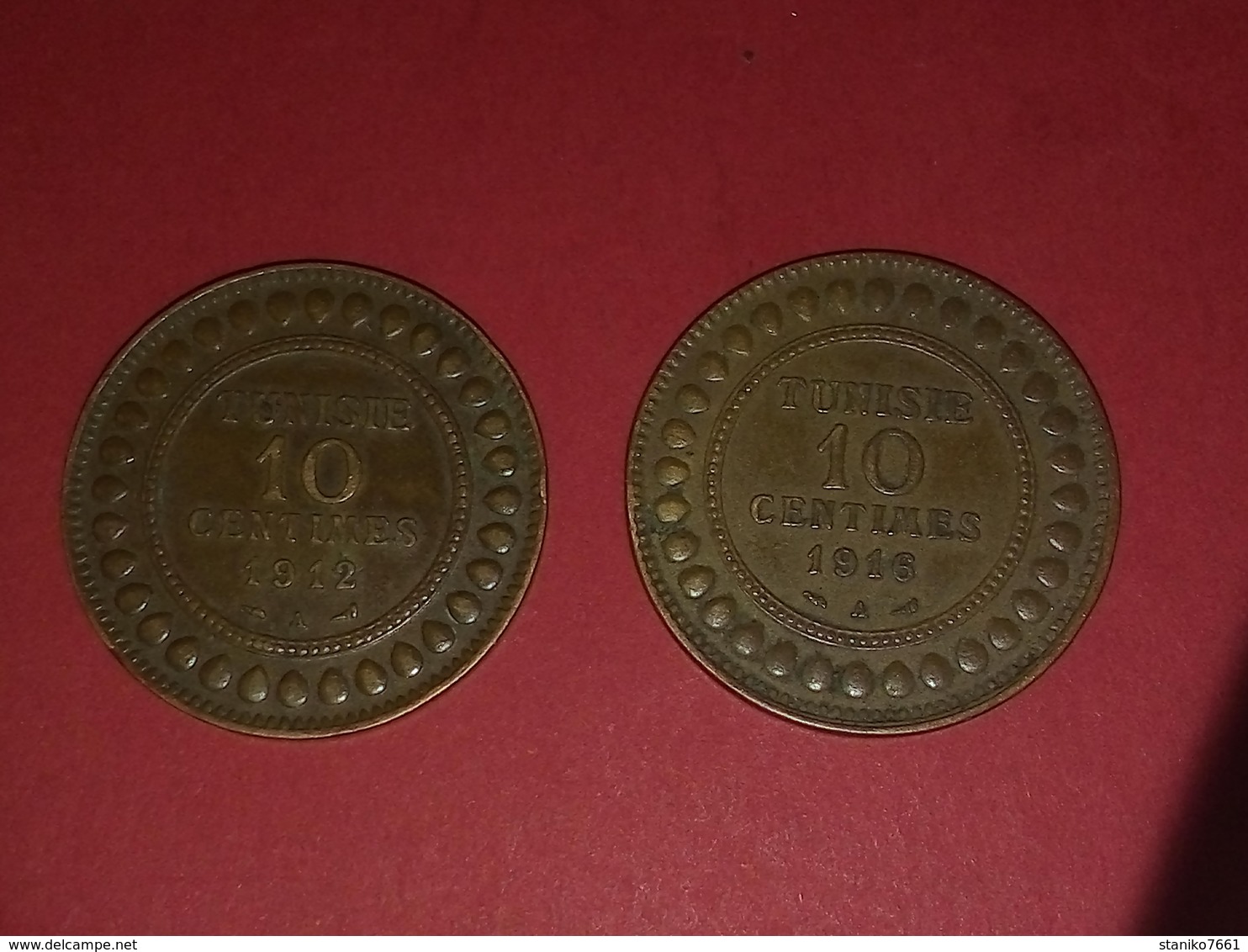 ANCIENNE TTB 10 Centimes 2 Pieces De Monnaies Tunisie Cuivre 1912/1916  TTB - Tunisie