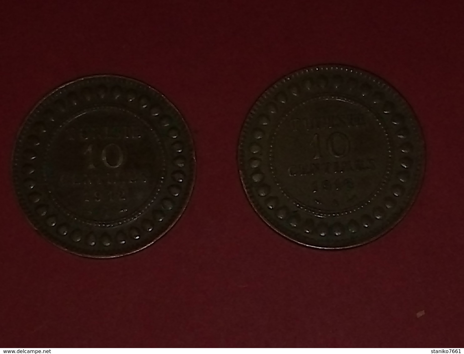 ANCIENNE TTB 10 Centimes 2 Pieces De Monnaies Tunisie Cuivre 1912/1916  TTB - Tunisie