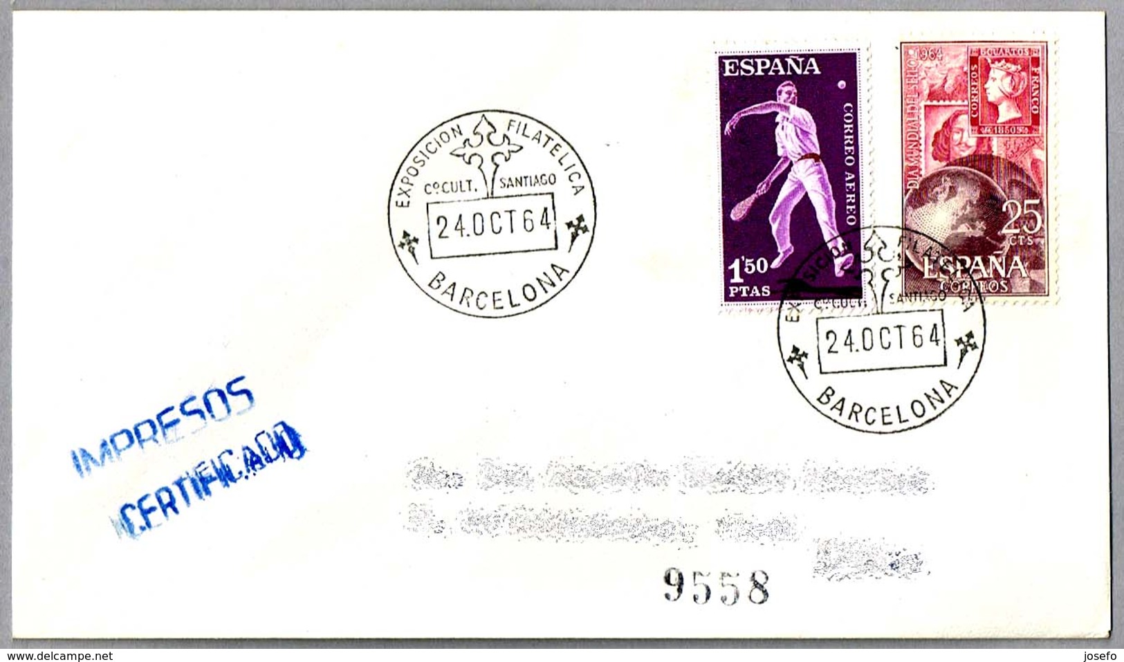 Exposicion Filatelica - Centro Cultural Santiago. Barcelona 1964 - Cartas & Documentos