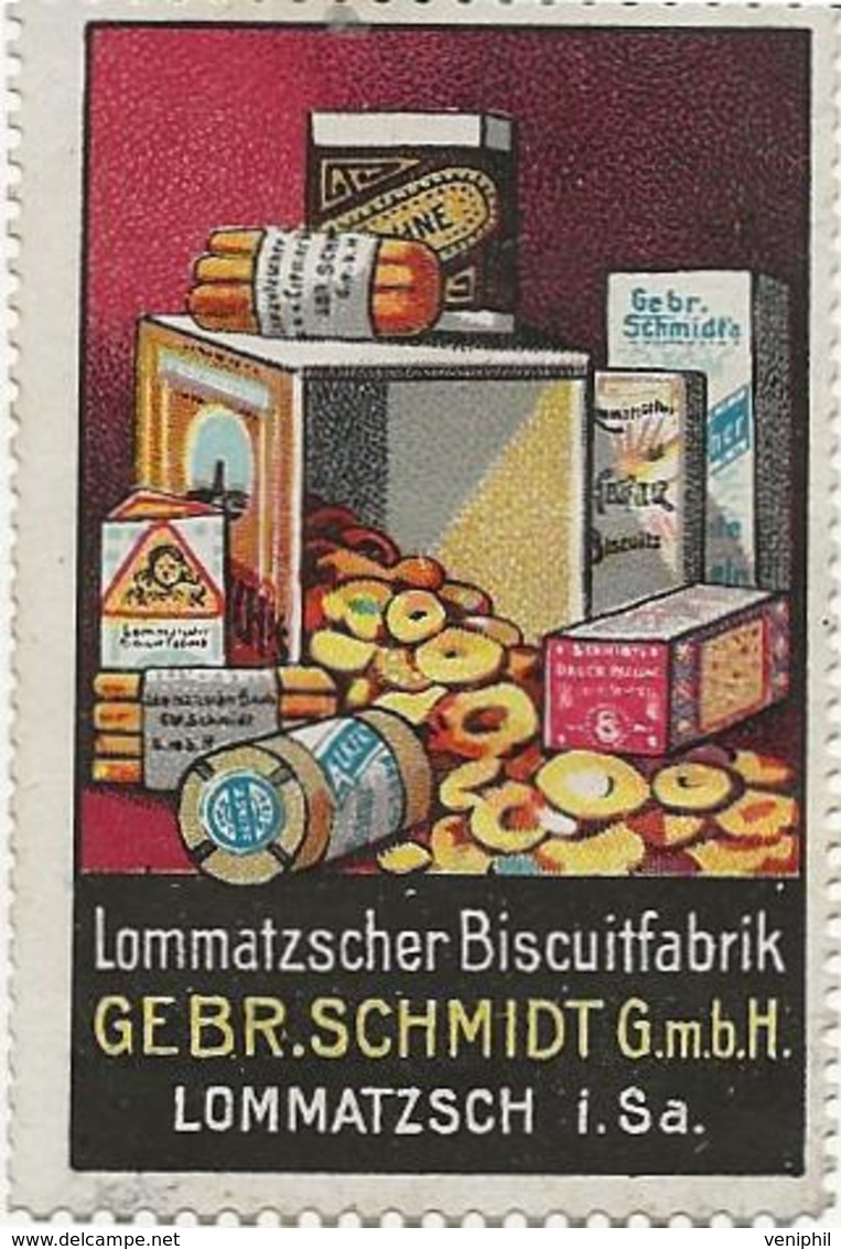 ALLEMAGNE - VIGNETTE  PUBLICITAIRE FABRIQUE DE BISCUITS GE BR .SCHMIDT -G.mb.H -LOMMATZSCH - Erinnofilie