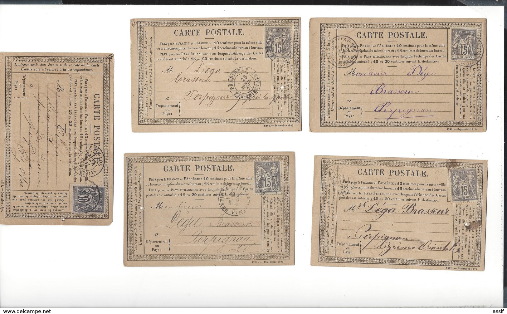 LOT  ARCHIVE 161 cartes précurseurs Perpignan Brasserie Dega Bière Cérès 15 c Sage 10 c-15 c  quelques BM OL