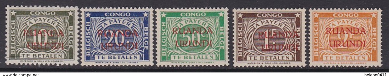 SERIE NEUVE DU RUANDA-URUNDI - TIMBRES-TAXE N° Y&T 15 A 19 - Neufs