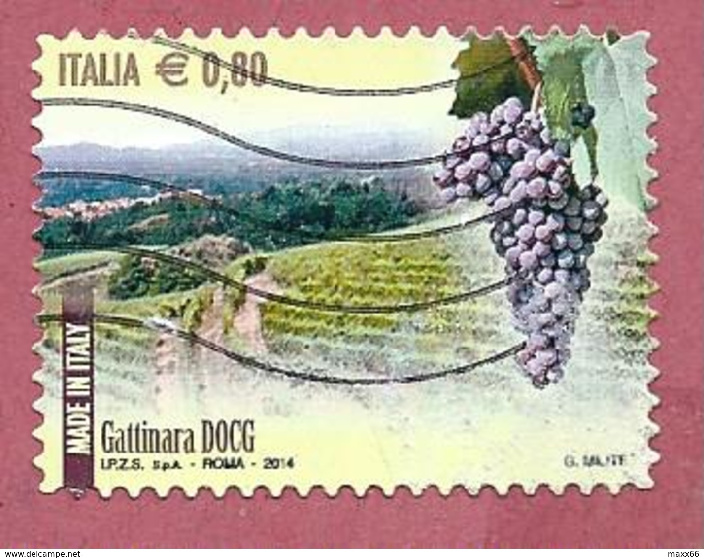 ITALIA REPUBBLICA USATO - 2014 - Made In Italy Vini DOCG - Gattinara -  € 0,80 - S. 3525 - 2011-20: Usati