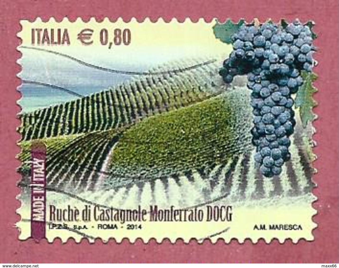 ITALIA REPUBBLICA USATO - 2014 - Made In Italy Vini DOCG - Ruchè Di Castagnole Monferrato - € 0,80 - S. 3530 - 2011-20: Oblitérés