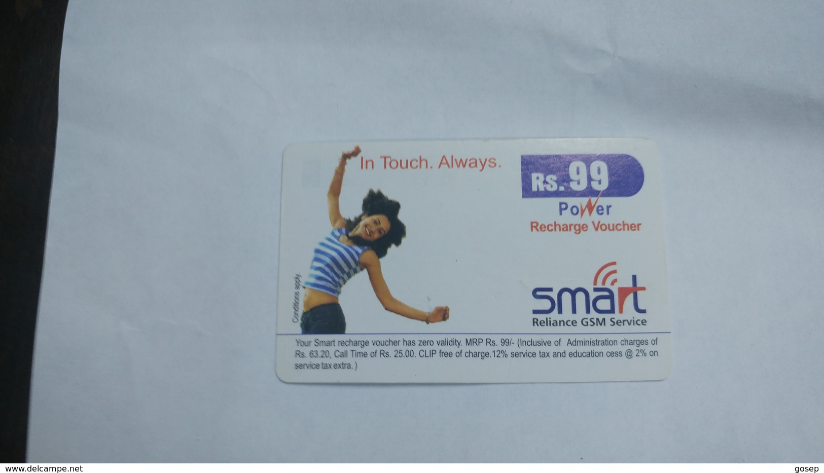 India-smart Card-(40e)-(rs.99)-(siliguri)-(1/1/2007)-(look Out Side)-used Card+1 Card Prepiad Free - India