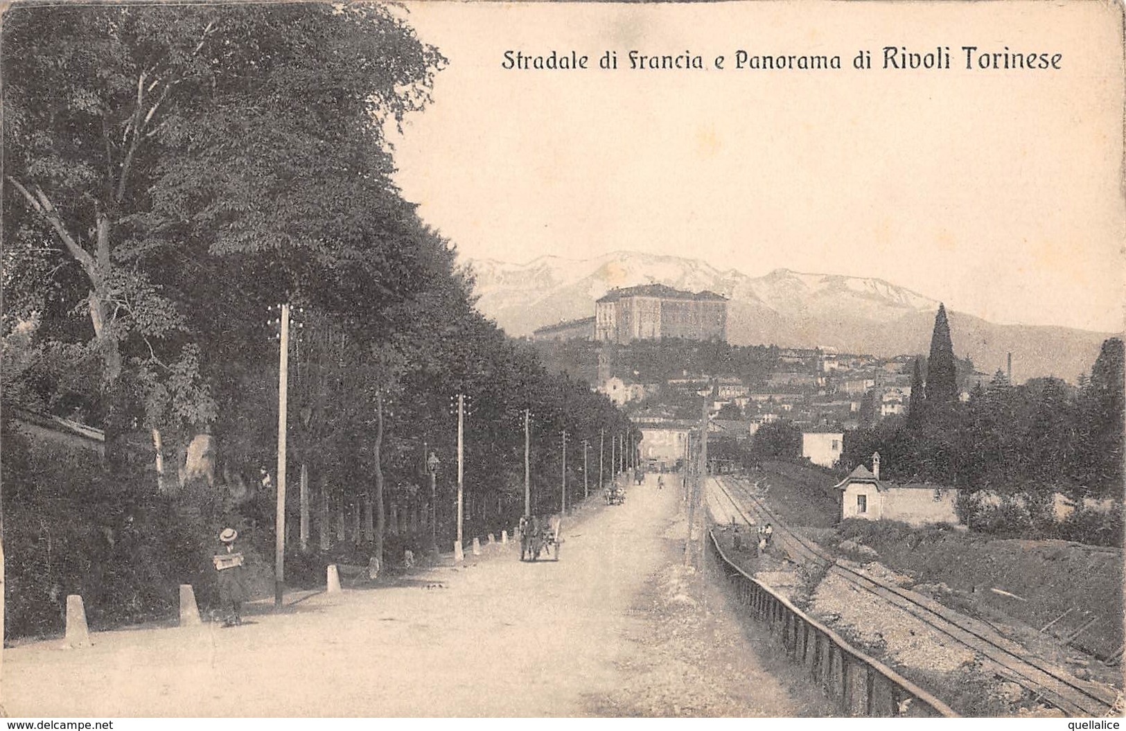 0732 "(TO) STRADALE DI FRANCIA E PANORAMA DI RIVOLI TORINESE" ANIMATA. CART SPED 1918 - Other & Unclassified