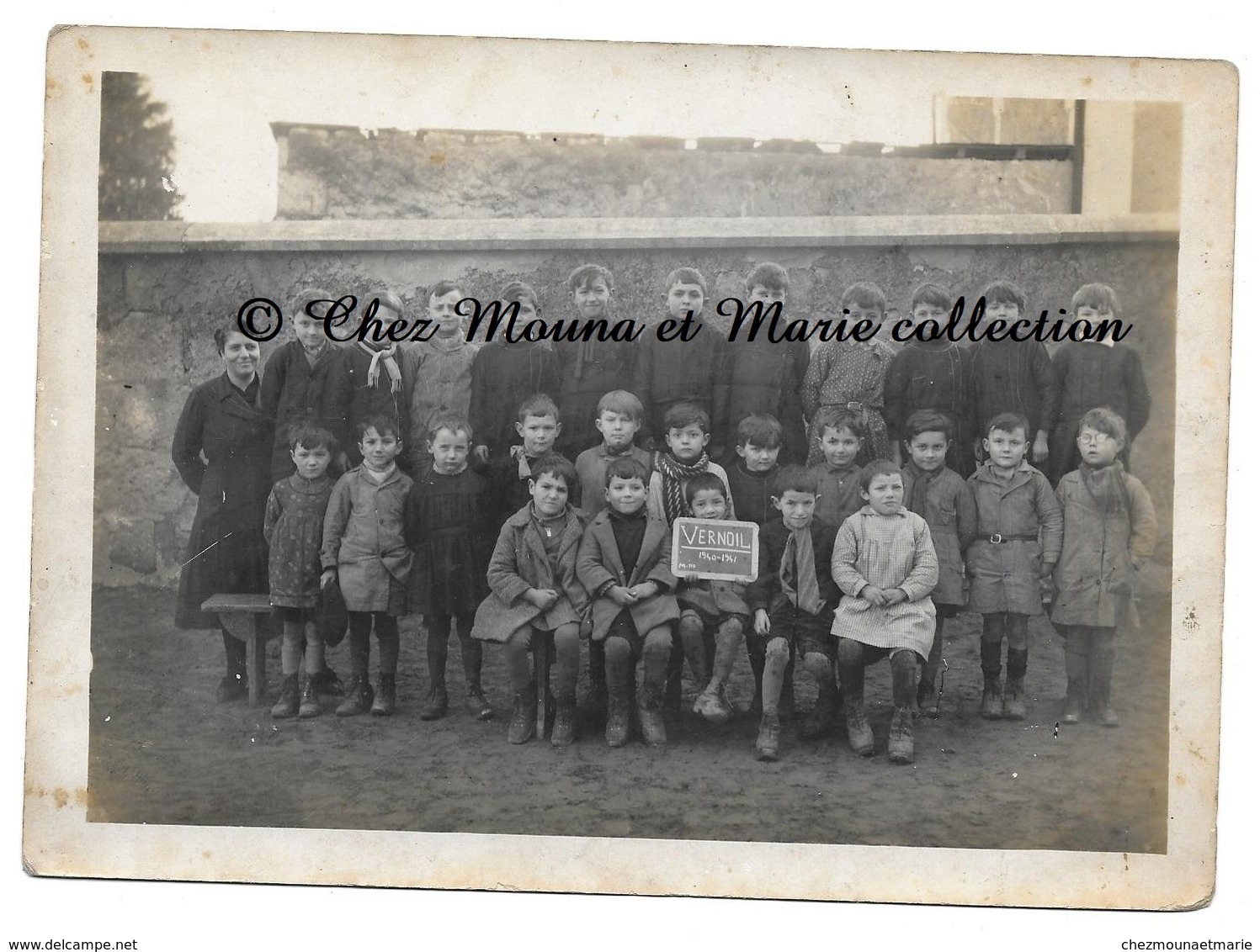 VERNOIL LE FOURRIER - ECOLE CLASSE DE GARCONS ANNEES 1940 1941 - FAMILLE POULARD - MAINE ET LOIRE - PHOTO 18 X 13 CM - Lieux