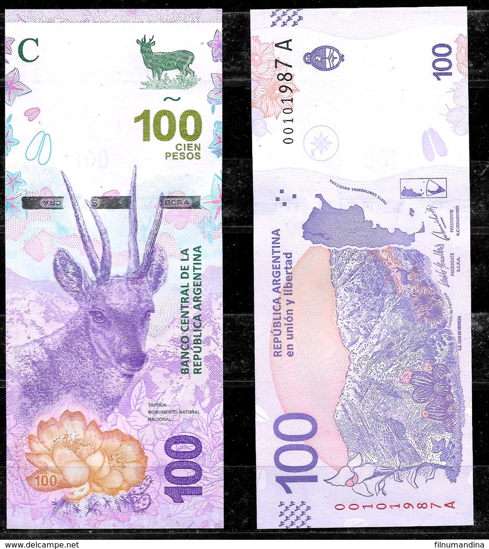 ARGENTINE ARGENTINA 100 PESOS 2018 NEW BANKNOTE  ISSUE FAUNA ANDIN DEER TARUCA UNCIRCULATED - Argentina