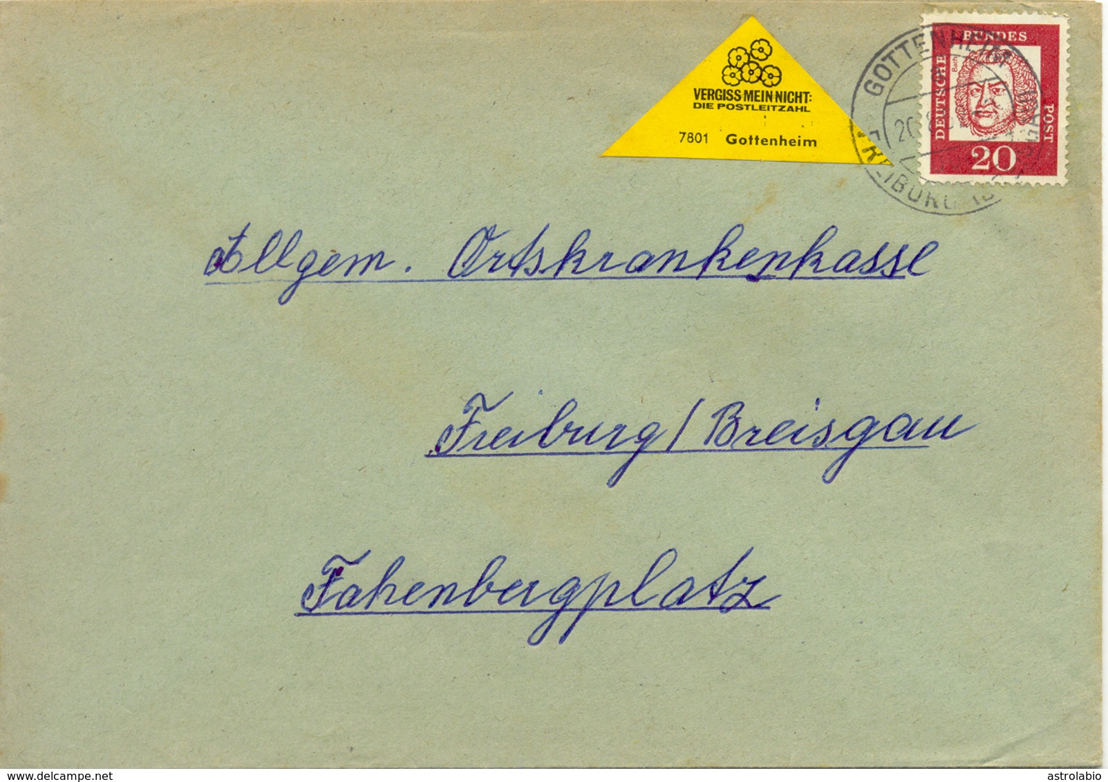 Gottenheim Vers Freiburg, Lettre 1962 Avec Vignette " Vergiss Mein Nicht " - Briefe U. Dokumente