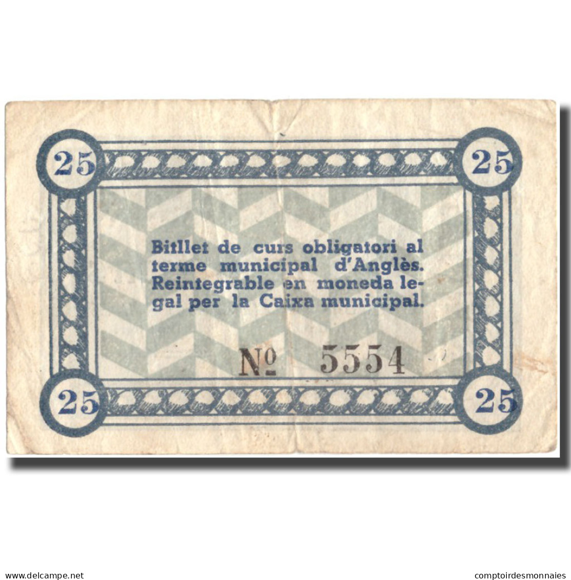 Billet, Espagne, 25 Centimos, Angles, Blason, 1937, 1937-11-09, TTB - Autres & Non Classés