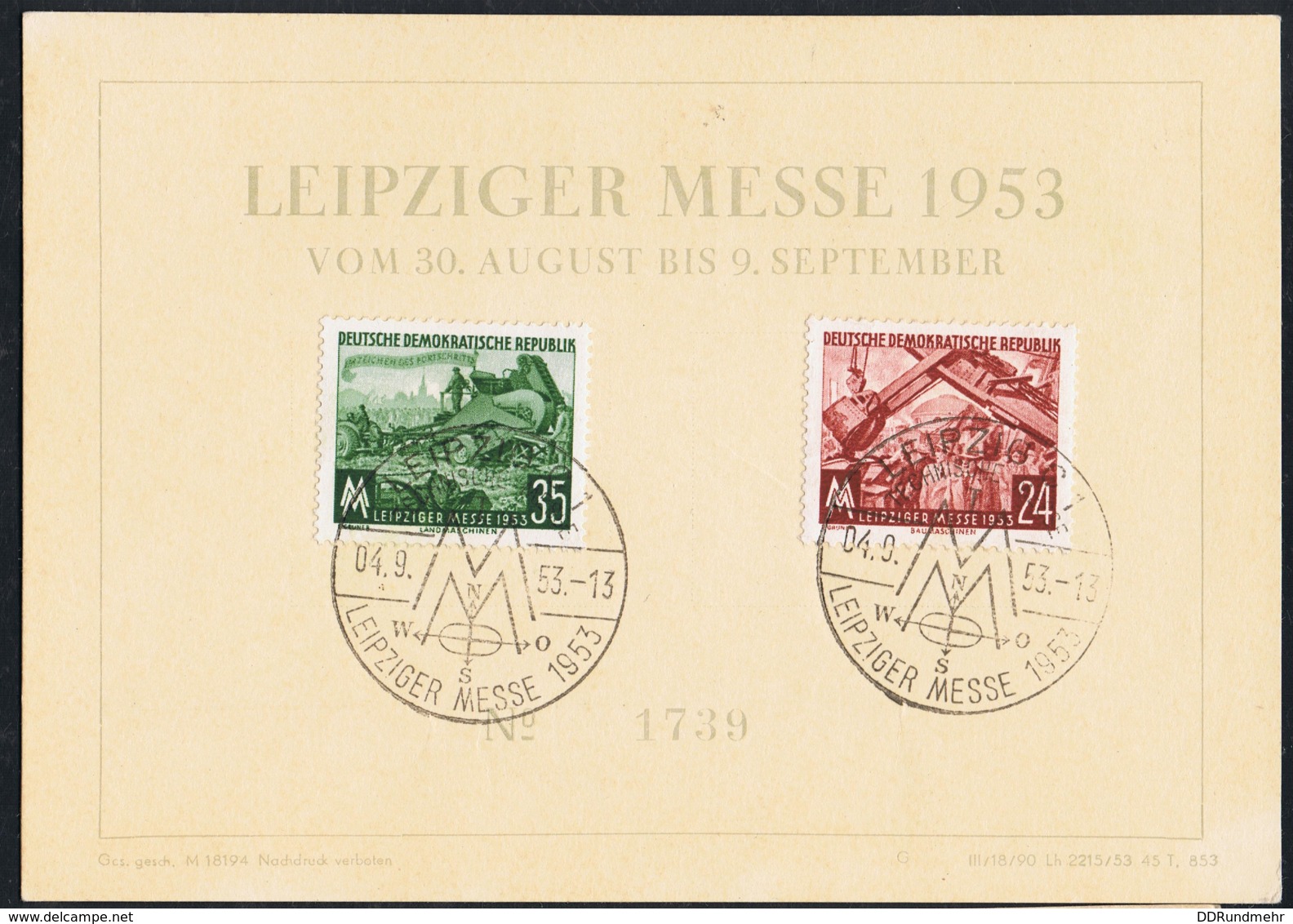 1953 Leipziger Messe  Mi DD 380 381  Sn DD 172 173 Yt DD 113 114 Sg DD E138 139 Auf Postkarte Mit Sonderstempel - Postkarten - Gebraucht