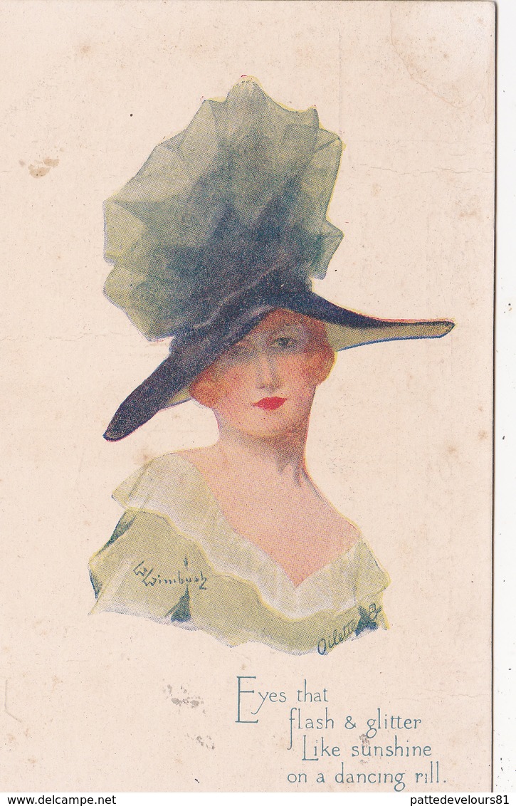 CPA Femme Lady Glamour Donna Fraü Mode Chapeau Hat Illustrateur W. WIMBUSH "Oilette" N° 2373 - Wimbush