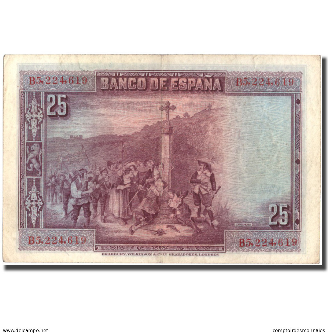 Billet, Espagne, 25 Pesetas, 1928, 1928-08-15, KM:74b, TTB - 1873-1874 : Primera República