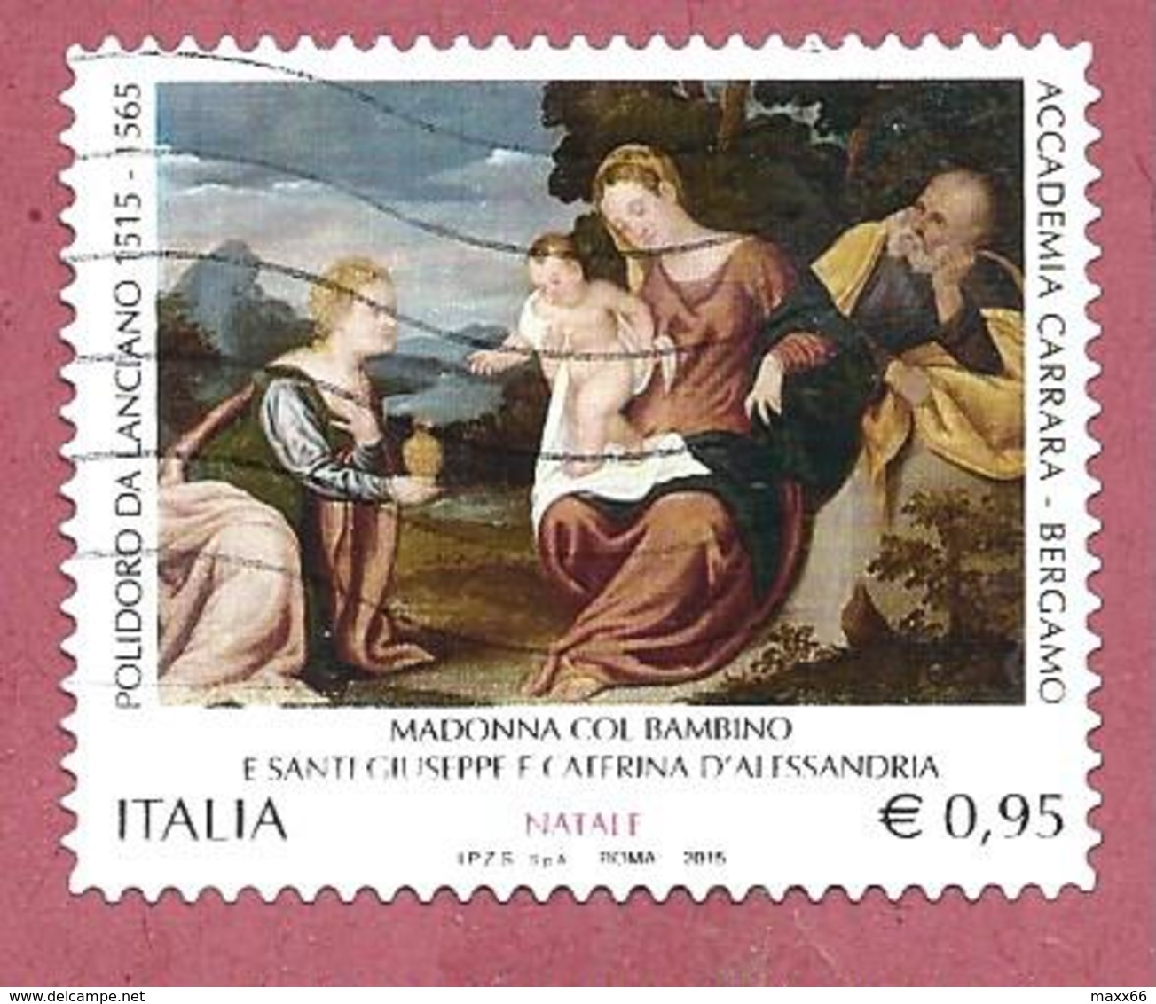 ITALIA REPUBBLICA USATO - 2015 - Natale Religioso Madonna Col Bambino E Santi - Polidoro Di Lanciano - € 0,95 - S. 3645 - 2011-20: Usati