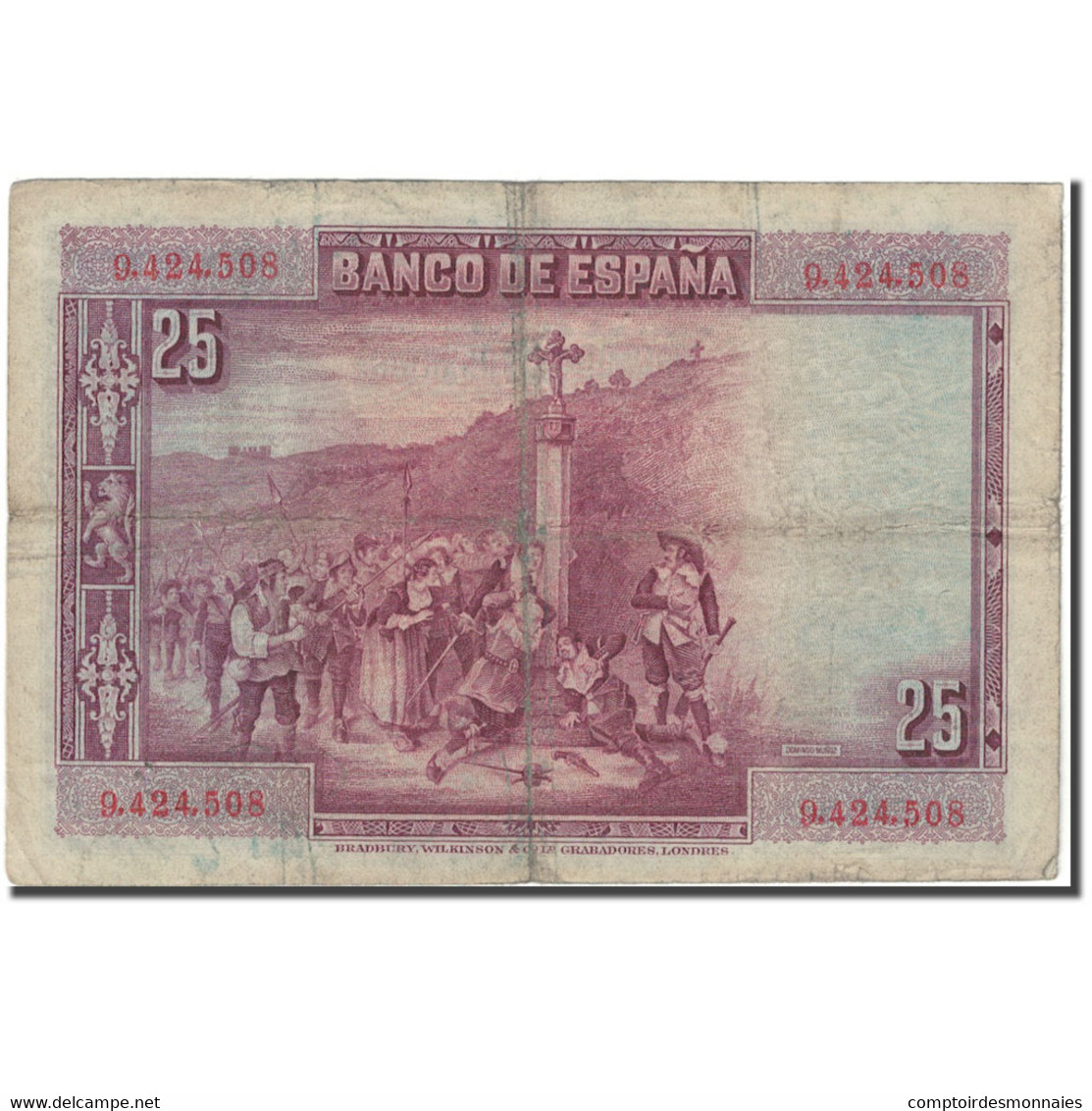 Billet, Espagne, 25 Pesetas, 1928, 1928-08-15, KM:74a, B+ - 1-2-5-25 Peseten