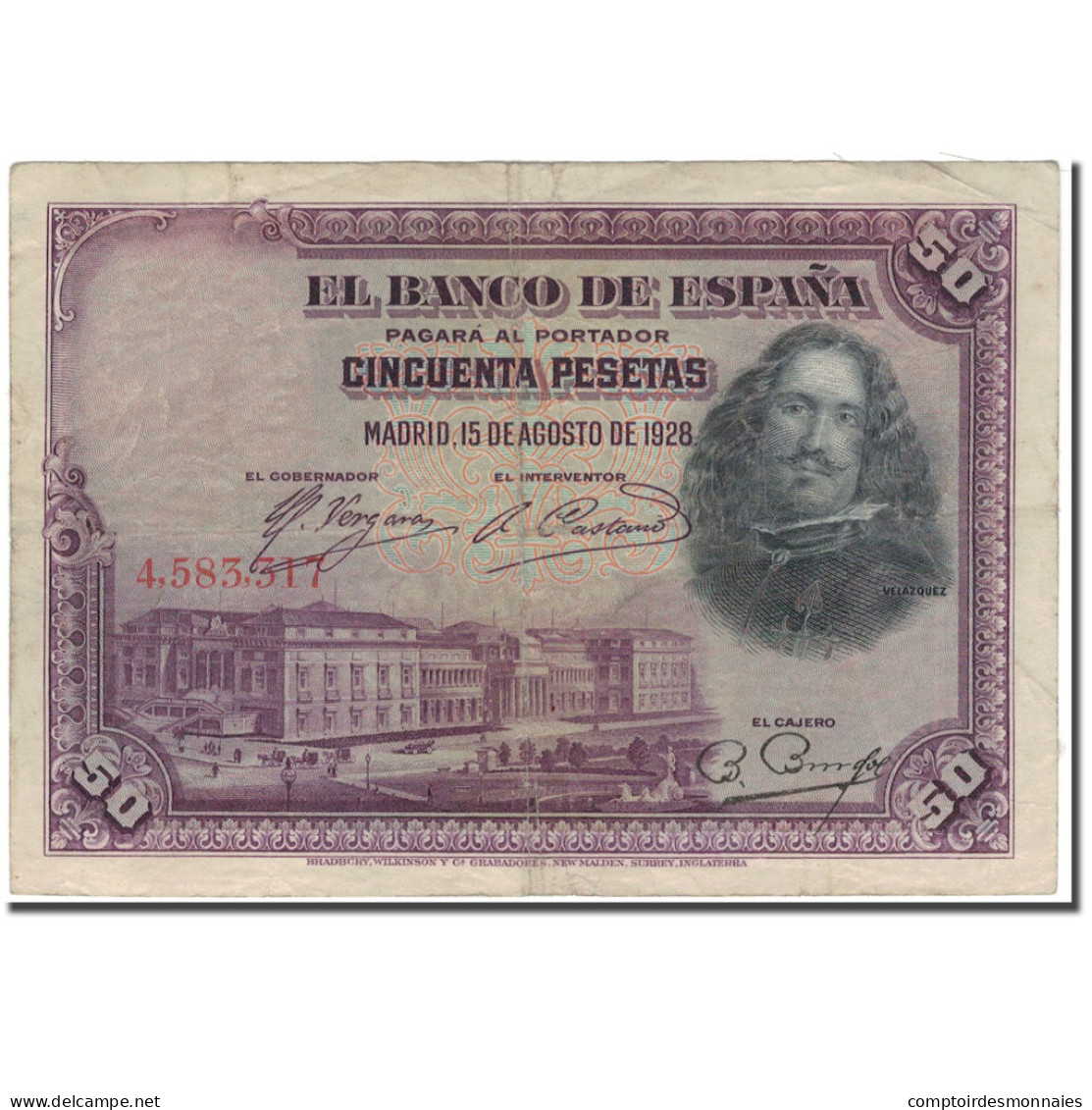 Billet, Espagne, 50 Pesetas, 1928, 1928-08-15, KM:75a, TB+ - 50 Peseten