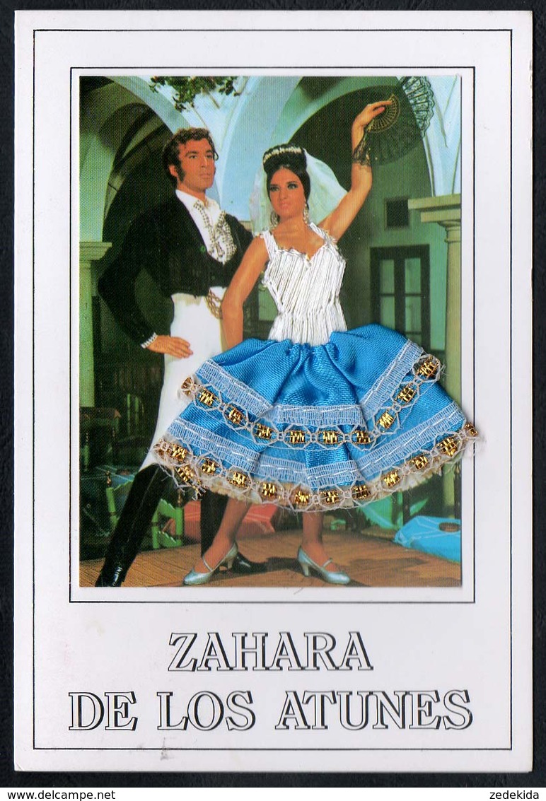 B5000 - Folklore Trachten Materialkarte Stoff - Zahara De Los Atunes - Klappkarte - Sonstige & Ohne Zuordnung