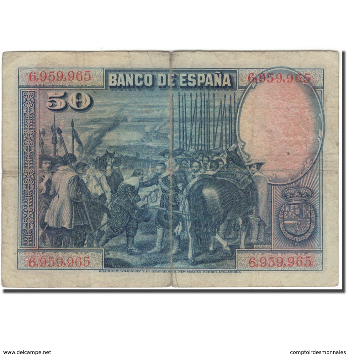 Billet, Espagne, 50 Pesetas, 1928, 1928-08-15, KM:75a, B+ - 50 Pesetas