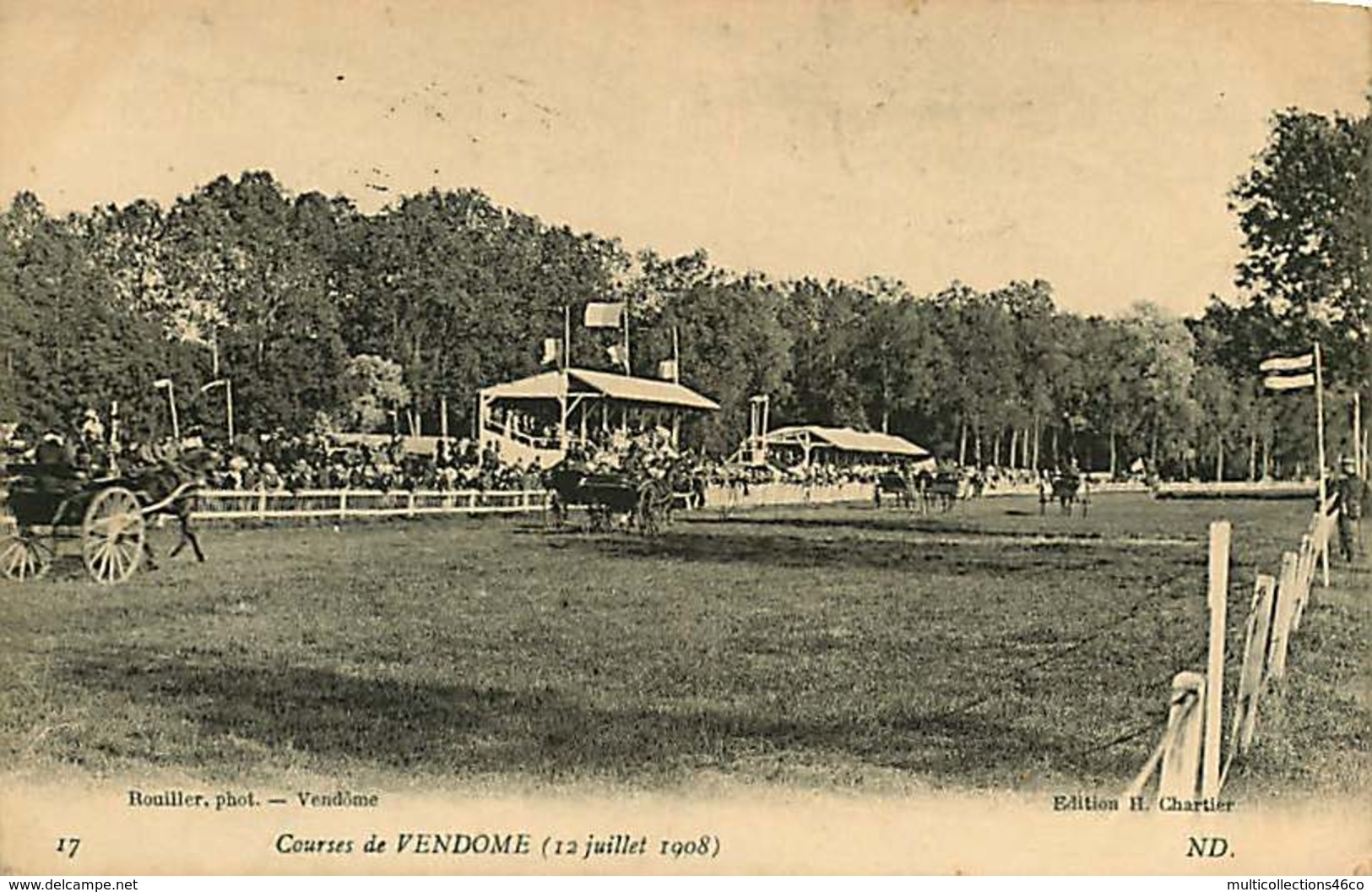 221218 - 41 VENDOME Courses 12 Juillet 1908 - Hippodrome Attelage Cheval Tribune - Vendome