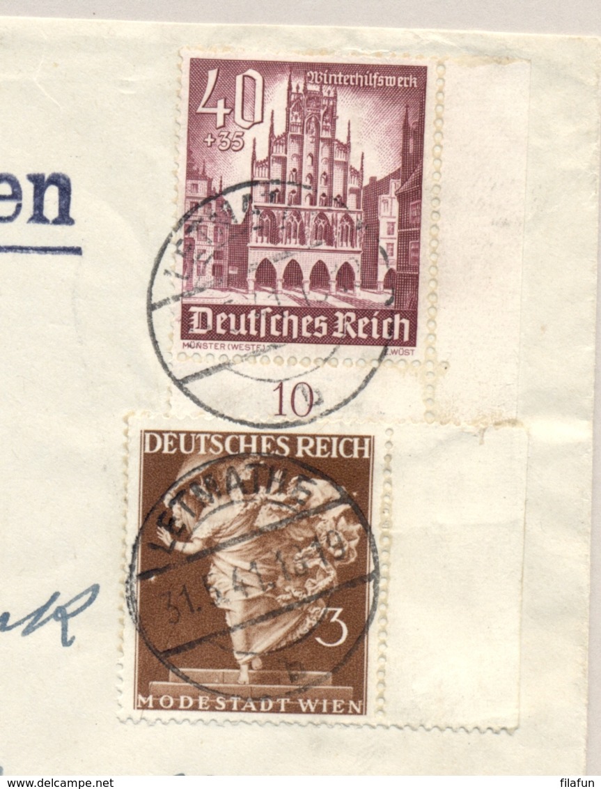 Deutsches Reich - 1941 - 40Pf Winterhilfe & 3Pf Modestadt Wien On R-cover From Letmathe To Bad Salzuflen - Jugendherberg - Briefe U. Dokumente