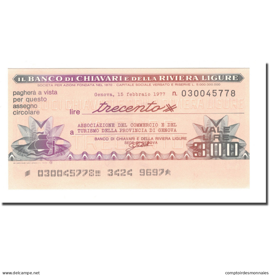 Billet, Italie, 1977, 1977-02-15, NEUF - [10] Checks And Mini-checks