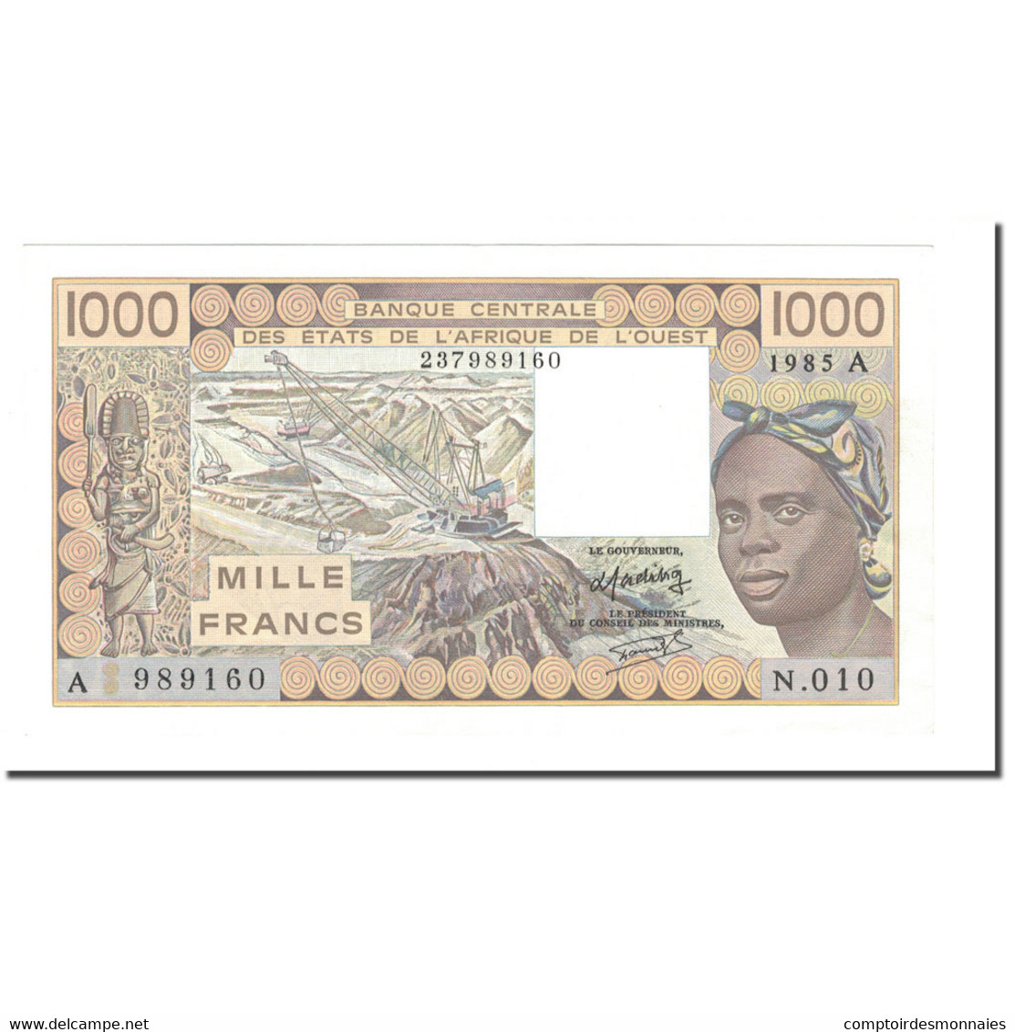 Billet, West African States, 1000 Francs, 1981-1990, 1985, KM:107Af, NEUF - États D'Afrique De L'Ouest