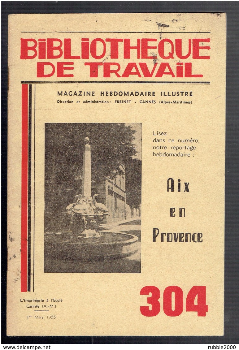 AIX EN PROVENCE 1955 BIBLIOTHEQUE DE TRAVAIL - Côte D'Azur