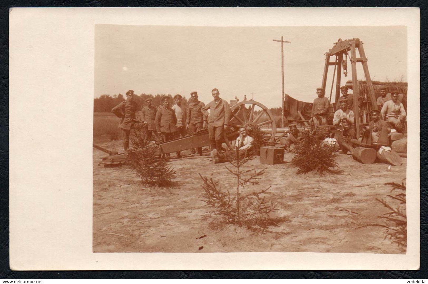 C0928 - FOTO Geschütz Haubitze ?? Kanone Frontabschnitt - 1. WK WW - Oorlog 1914-18