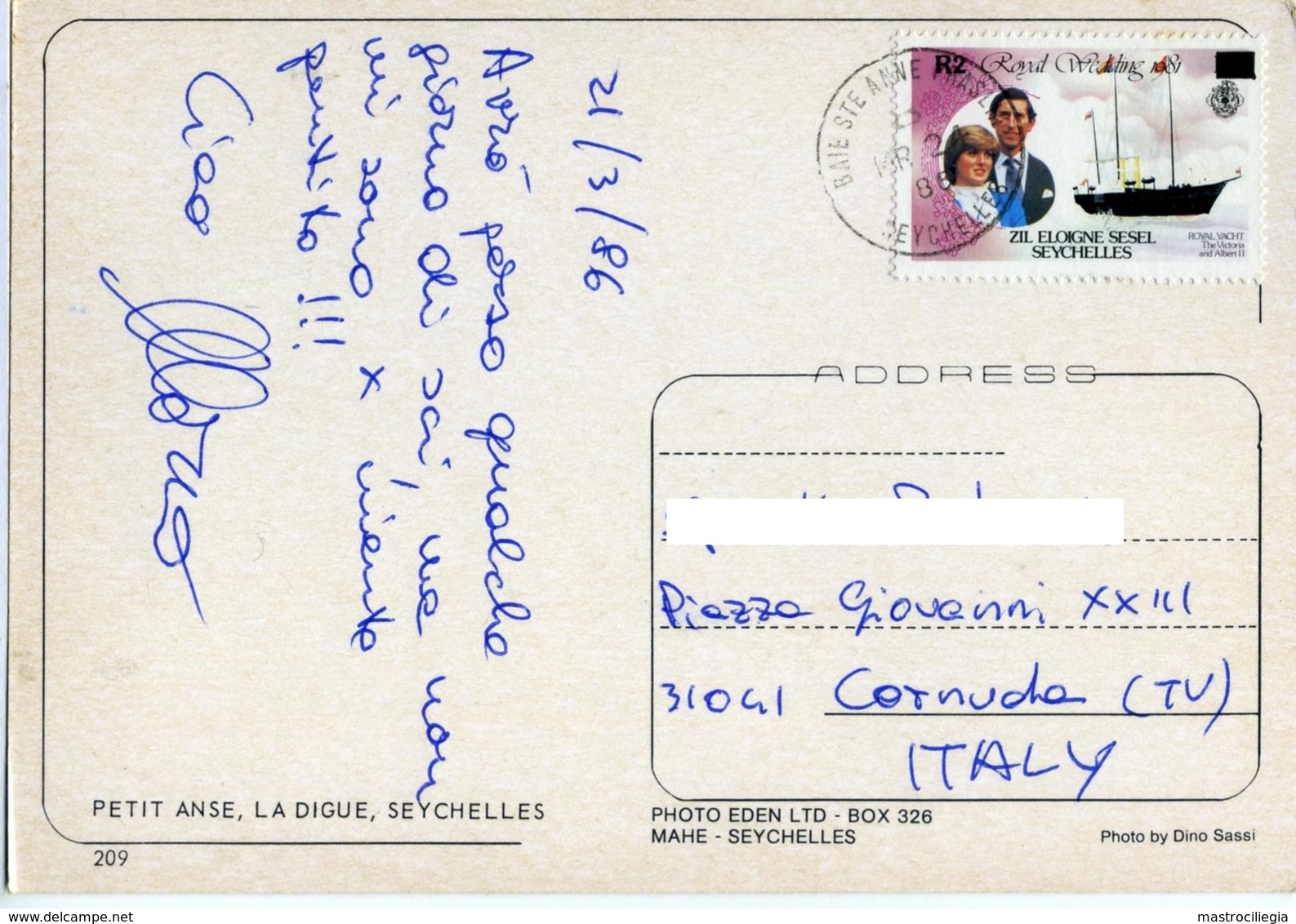 SEYCHELLES  LA DIGUE  Petit Anse Nice Stamp Royal Wedding 1981 - Seychelles