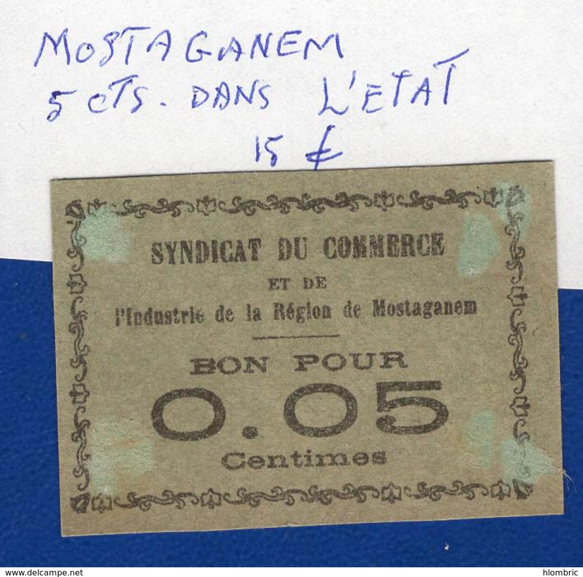 Mostaganem  0.05  Cts   Dans  L'etat  1914 /18 - Algérie